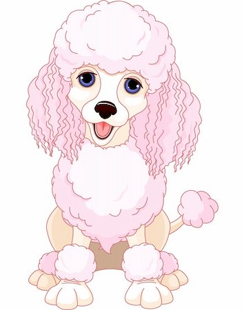 fashion dog cartoon - Illustration of chic pink poodle Stock Photo - Budget Royalty-Free & Subscription, Code: 400-06396512