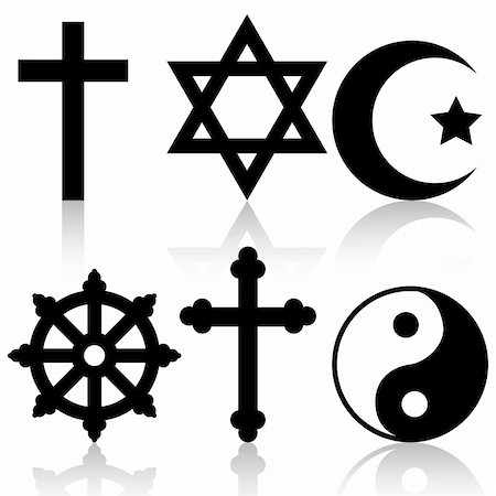 Illustration of religious symbols on a white background. Stock Photo - Budget Royalty-Free & Subscription, Code: 400-06396590