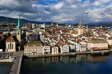 The aerial view of Zurich cityscape, Switzerland Stock Photo - Budget Royalty-Free & Subscription, Code: 400-06396694