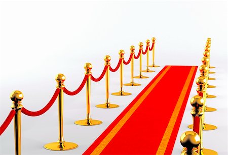 saracin (artist) - Red carpet with golden fence on a white background Foto de stock - Super Valor sin royalties y Suscripción, Código: 400-06396768