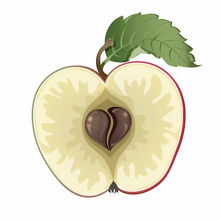 Half of apple image with heart symbol inside. Stock Photo - Budget Royalty-Free & Subscription, Code: 400-06396818
