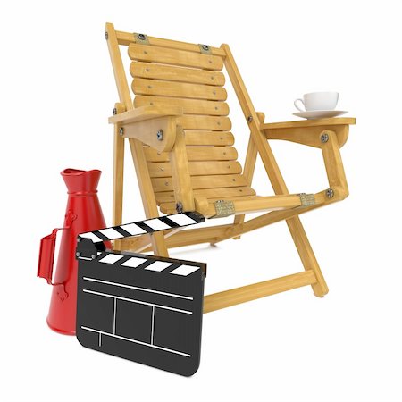 filmproduzent (männlich und weiblich) - Regiestuhl mit klatschen und rotes Megaphon. Stockbilder - Microstock & Abonnement, Bildnummer: 400-06396998