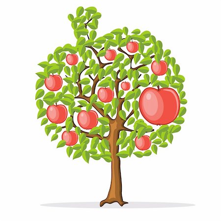 fruits tree cartoon images - apple tree with red apples Stock Photo - Budget Royalty-Free & Subscription, Code: 400-06397020