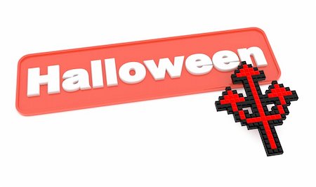 simsearch:400-07486435,k - Halloween Button with Trident's Shaped Cursor, on White. Stock Photo - Budget Royalty-Free & Subscription, Code: 400-06397076