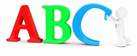 simsearch:400-04318372,k - White man establishes the letter D next to A and B. Isolated render on a white background Fotografie stock - Microstock e Abbonamento, Codice: 400-06397134