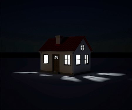 Night exterior small house. Background - the night sky Stock Photo - Budget Royalty-Free & Subscription, Code: 400-06397130