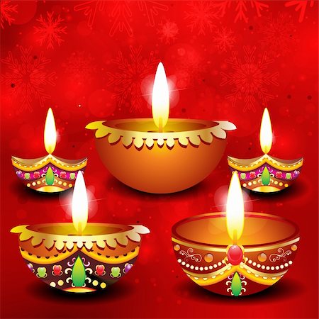 divine lamp light - abstract diwali background with deepak vector illustration Stock Photo - Budget Royalty-Free & Subscription, Code: 400-06397296