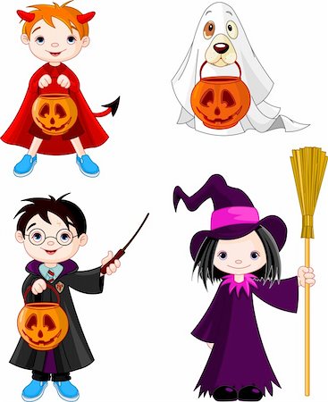 simsearch:400-05699469,k - Children wearing Halloween costumes Stock Photo - Budget Royalty-Free & Subscription, Code: 400-06390138