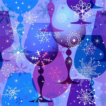 Christmas seamless pattern with translucent blue glasses and snowflakes. (vector EPS 10) Foto de stock - Super Valor sin royalties y Suscripción, Código: 400-06390380