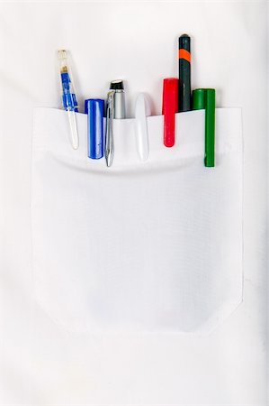 shirt pocket with pencils and pens - A White School or business shirt with pens in the pocket Stock Photo - Budget Royalty-Free & Subscription, Code: 400-06390436