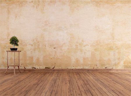 simsearch:400-06107722,k - empty grunge room with old wall and hardwood - rendering Stock Photo - Budget Royalty-Free & Subscription, Code: 400-06390688