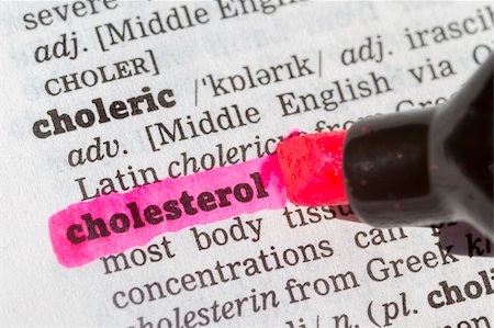 Cholesterol  highlighted in dictionary with pen closeup Stock Photo - Budget Royalty-Free & Subscription, Code: 400-06390943