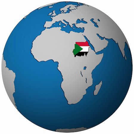 sudan 2012 territory with flag on map of globe Stock Photo - Budget Royalty-Free & Subscription, Code: 400-06391224