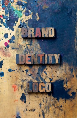 The words Brand Identity Logo written in antique letterpress printing blocks. Stock Photo - Budget Royalty-Free & Subscription, Code: 400-06392161