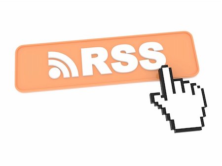 simsearch:400-05671068,k - Hand-Shaped Mouse Cursor Press RSS Button on White Background. Stock Photo - Budget Royalty-Free & Subscription, Code: 400-06392371