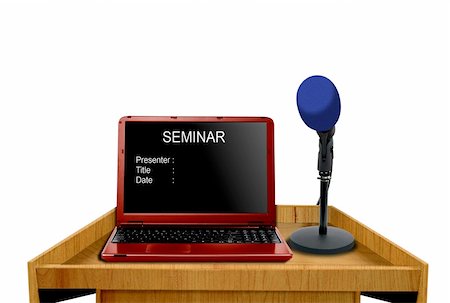 event business microphone - microphone and laptop on podium at seminar Stock Photo - Budget Royalty-Free & Subscription, Code: 400-06392565