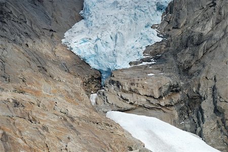 Blue Norwegian Glacier - Briksdalsbreen Glacier in Jostedalsbreen, Norway - melting because of Global warming Stock Photo - Budget Royalty-Free & Subscription, Code: 400-06392599