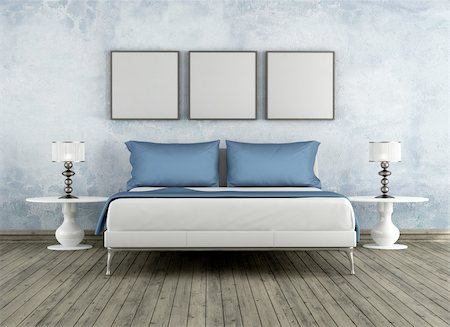 Modern bad in a vintage room - rendering Stock Photo - Budget Royalty-Free & Subscription, Code: 400-06392740