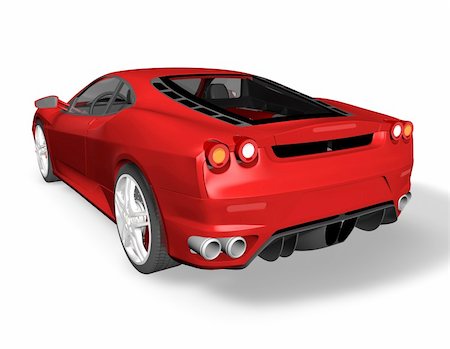 Sport red car 3D render illustration on white background Stock Photo - Budget Royalty-Free & Subscription, Code: 400-06392818