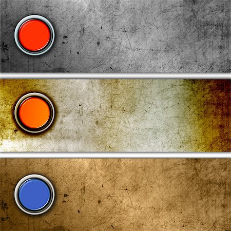 simsearch:400-05901999,k - Different coloured glossy buttons on grunge metal backgrounds Stock Photo - Budget Royalty-Free & Subscription, Code: 400-06392901