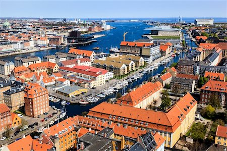 Aerial View on Roofs and Canals of Copenhagen, Denmark Stock Photo - Budget Royalty-Free & Subscription, Code: 400-06392979