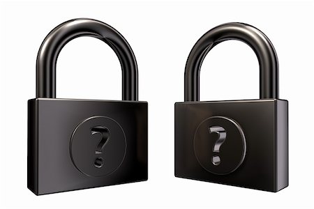 simsearch:400-04212998,k - padlocks with question mark on white background - 3d illustration Foto de stock - Royalty-Free Super Valor e Assinatura, Número: 400-06393258