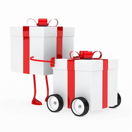 christmas red figure push gift box vehicle Stock Photo - Budget Royalty-Free & Subscription, Code: 400-06408009