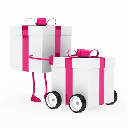 christmas pink figure push gift box vehicle Stock Photo - Budget Royalty-Free & Subscription, Code: 400-06408027