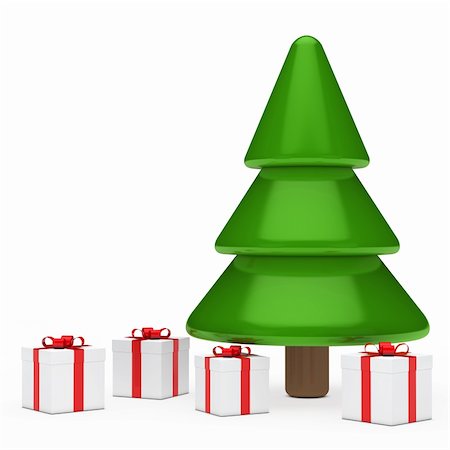 simsearch:400-06408037,k - boîtes de cadeau blanc rouge sous l'arbre de Noël Photographie de stock - Aubaine LD & Abonnement, Code: 400-06408037