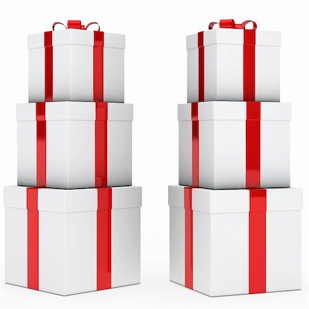christmas gift boxes red white stack tower Stock Photo - Budget Royalty-Free & Subscription, Code: 400-06408031