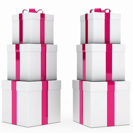 simsearch:400-06408037,k - boîtes de cadeau de Noël rose tour blanche pile Photographie de stock - Aubaine LD & Abonnement, Code: 400-06408043