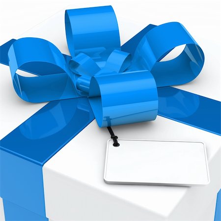 simsearch:400-06408037,k - panneau de Noël blanc cadeau box blue ribbon Photographie de stock - Aubaine LD & Abonnement, Code: 400-06408170