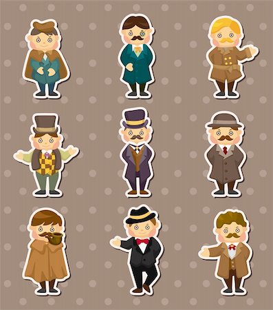 simsearch:400-06452538,k - cartoon retro gentleman stickers Foto de stock - Royalty-Free Super Valor e Assinatura, Número: 400-06408394