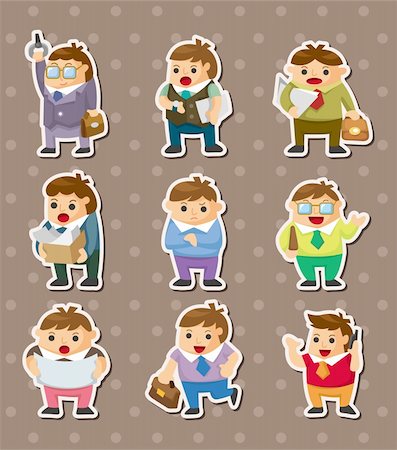 simsearch:400-04338306,k - cartoon office workers stickers Stock Photo - Budget Royalty-Free & Subscription, Code: 400-06408396