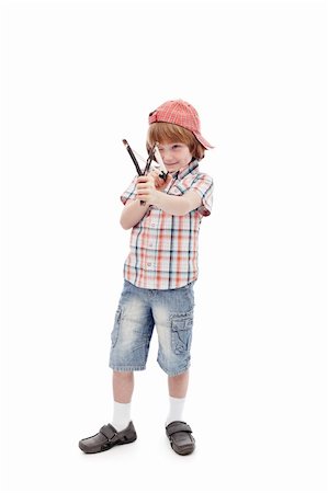 Young boy with sling aiming - full body, isolated Stock Photo - Budget Royalty-Free & Subscription, Code: 400-06408466