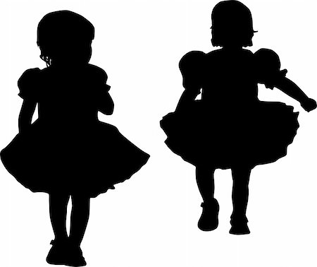 simsearch:400-05221036,k - Silhouettes de deux petites filles Photographie de stock - Aubaine LD & Abonnement, Code: 400-06408623