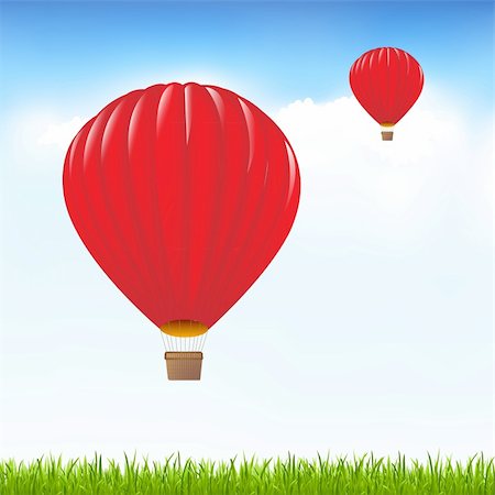 simsearch:400-05690169,k - Red Hot Air Balloons Floating In Sky, Vector Illustration Foto de stock - Super Valor sin royalties y Suscripción, Código: 400-06409003