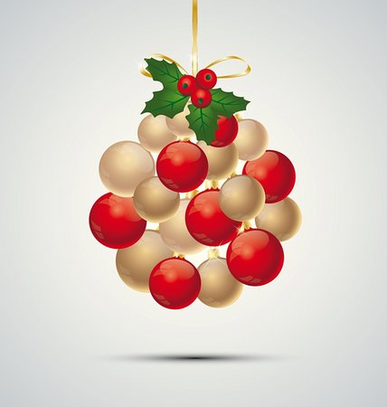 Christmas decoration with balls on a gray background Stock Photo - Budget Royalty-Free & Subscription, Code: 400-06409157