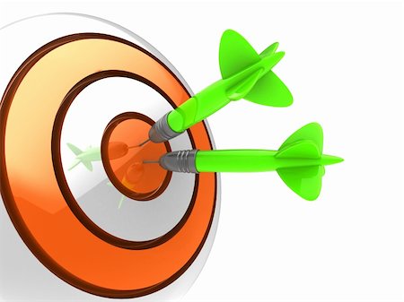 simsearch:400-08647367,k - Success concept: two green darts hitting a bullseye Foto de stock - Super Valor sin royalties y Suscripción, Código: 400-06409150