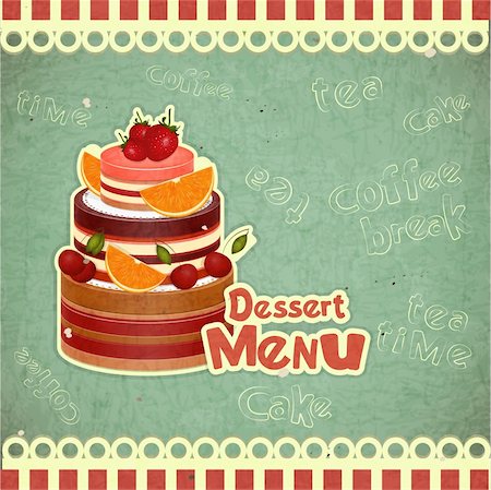 Vintage Cafe or Confectionery Dessert Menu in Retro style - vector illustration Stock Photo - Budget Royalty-Free & Subscription, Code: 400-06409168