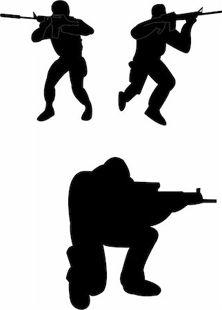 simsearch:400-06735733,k - Soldiers silhouette - vector Foto de stock - Royalty-Free Super Valor e Assinatura, Número: 400-06409254