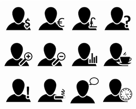 face icon black - Office and people icon set. Vector illustration. Stock Photo - Budget Royalty-Free & Subscription, Code: 400-06409290