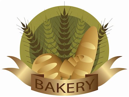 Bakery with Wheat Stalks French Bread Loaf and Croissant Pastry Label Illustration Foto de stock - Super Valor sin royalties y Suscripción, Código: 400-06409303