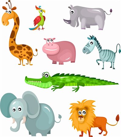 Vector illustration d'un ensemble d'animaux africain Photographie de stock - Aubaine LD & Abonnement, Code: 400-06409362