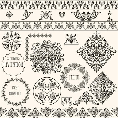 damask vector - vector vintage design elements, retro seamless  brushes included Stock Photo - Budget Royalty-Free & Subscription, Code: 400-06409459