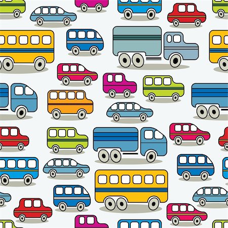 simsearch:400-08015019,k - Cartoon retro cars seamless pattern, comic illustration. Stock Photo - Budget Royalty-Free & Subscription, Code: 400-06409517