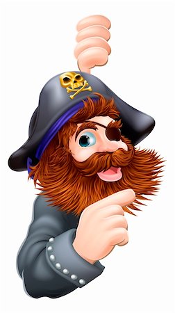 A cartoon graphic of a pirate with skull and cross bones hat pointing out a message Stock Photo - Budget Royalty-Free & Subscription, Code: 400-06409630