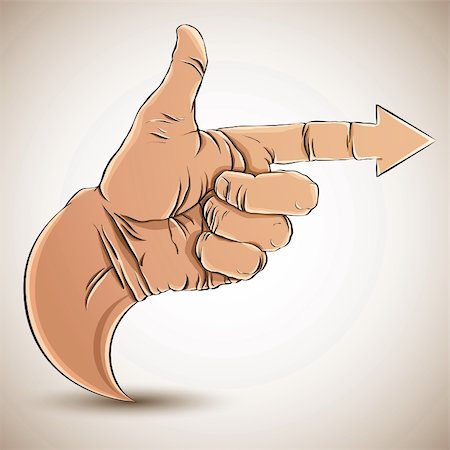 Hand with pointing finger and arrow creative icon. Vector illustration. Stock Photo - Budget Royalty-Free & Subscription, Code: 400-06409732