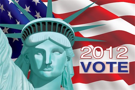 statue of liberty on the flag - Digital Illustration of VOTE Text with flag background. Stock Photo - Budget Royalty-Free & Subscription, Code: 400-06414305