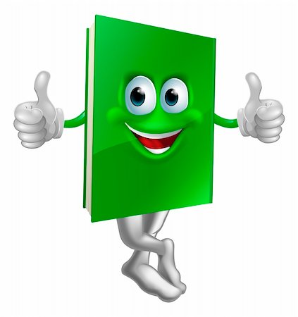 Illustration of a cute smiling thumbs up green book character Stock Photo - Budget Royalty-Free & Subscription, Code: 400-06414338